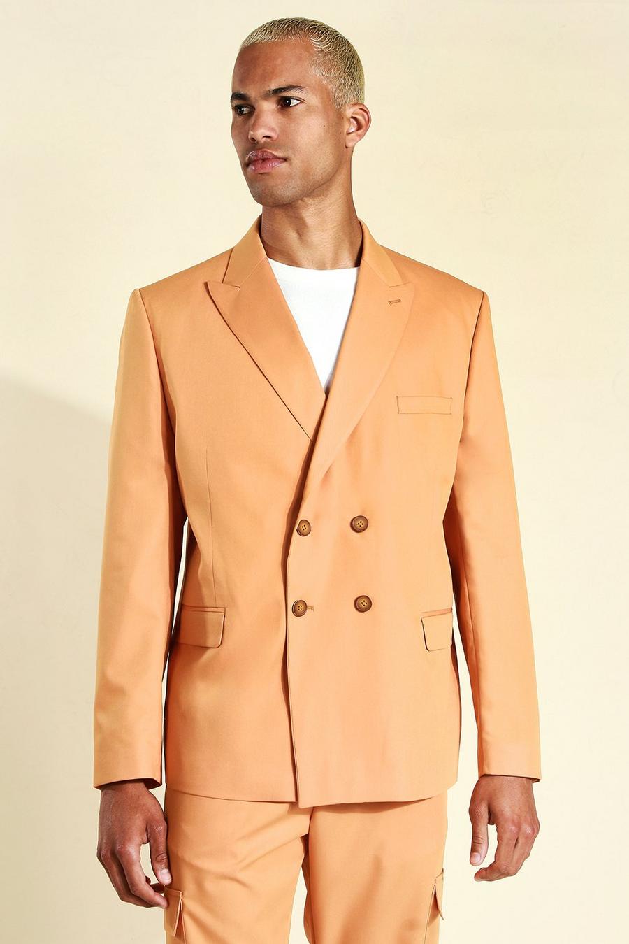 Chaqueta oversize de traje con botonadura doble, Orange image number 1