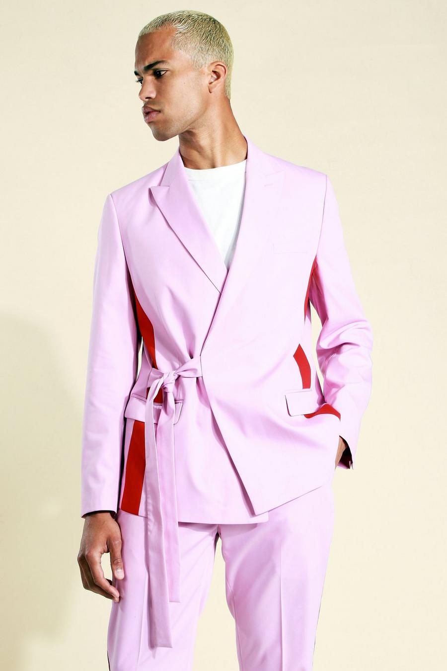 Pink rosa Relaxed wrap Front Suit Jacket image number 1