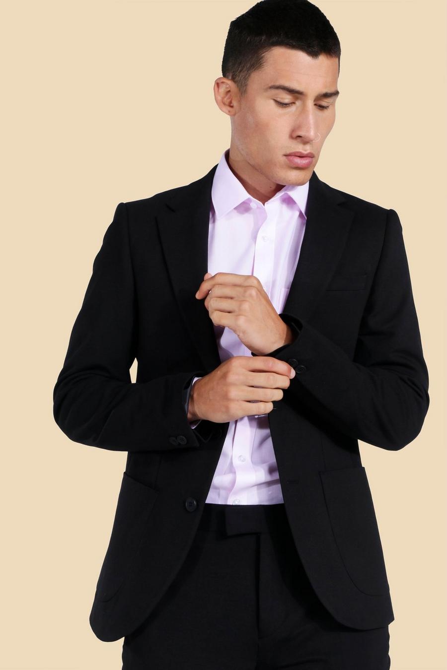 Black Jersey Skinny Suit Jacket image number 1
