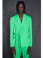 Green Relaxed Wrap Front Suit Jacket