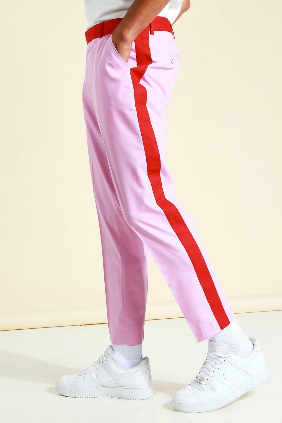 Pink Ankellånga kostymbyxor med ränder image number 1