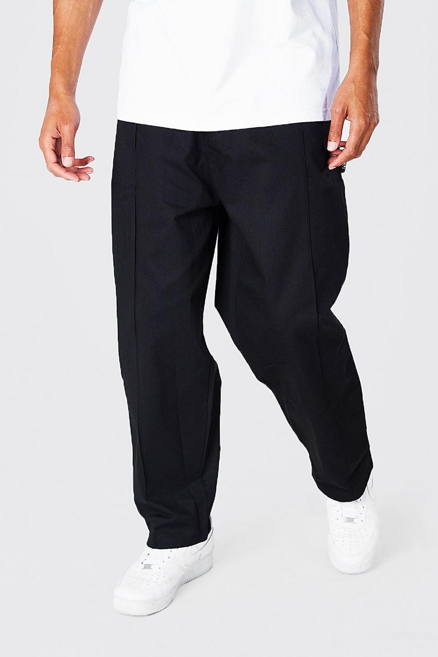 Black svart Tall Relaxed Elasticated Waist Cropped Chinos image number 1
