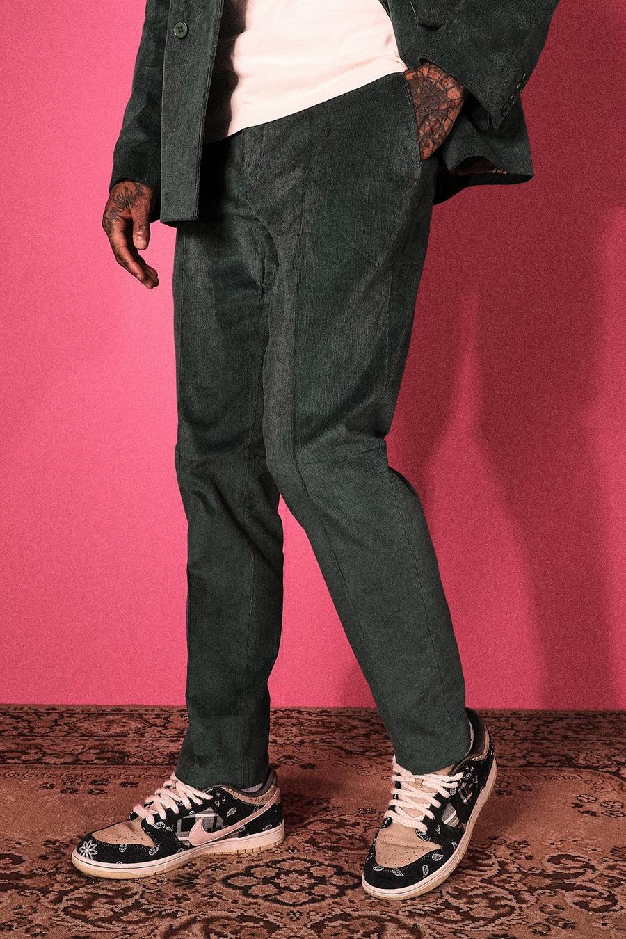 Forest green Slim Cord Suit Trousers image number 1