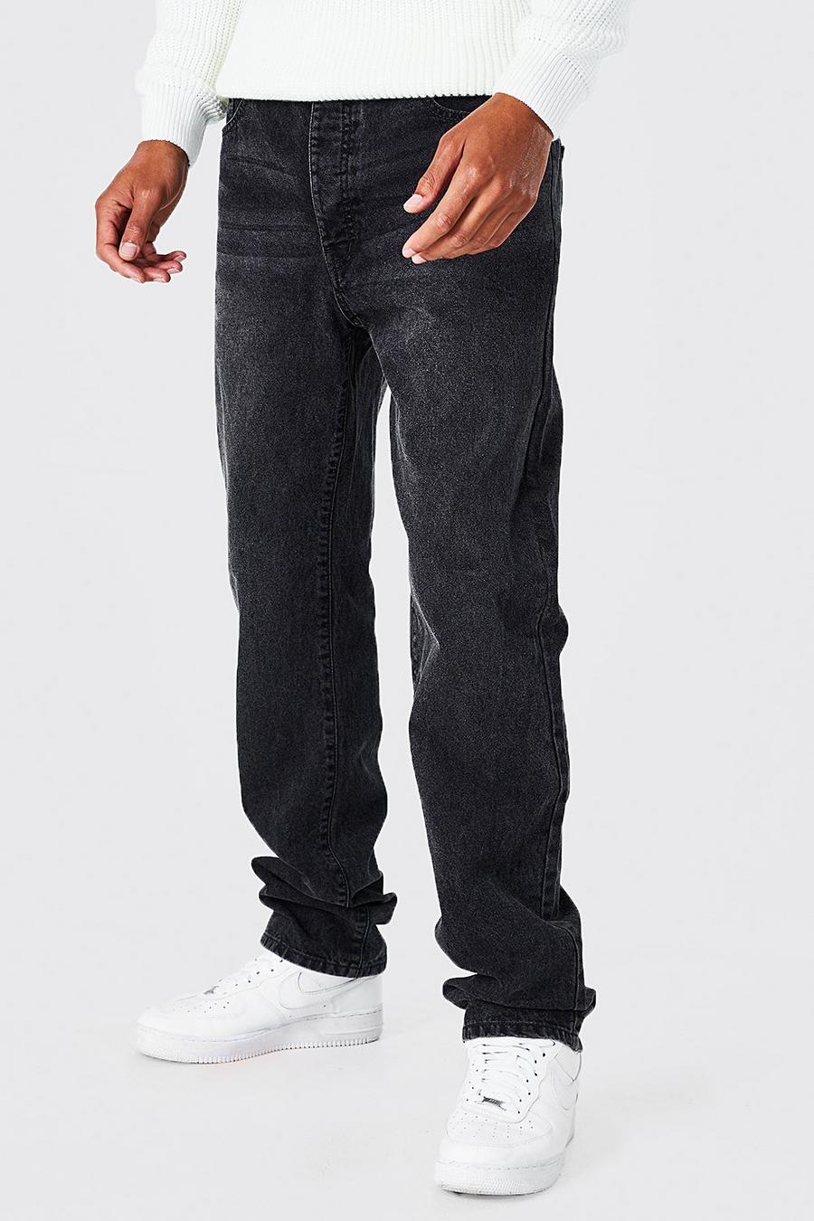 Tall gerade Jeans mit Polyester, Charcoal image number 1