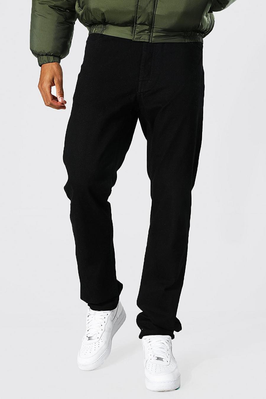 שחור אמיתי ג'ינס עם כותנה ממוחזרת בגזרה ישרה, לגברים גבוהים image number 1