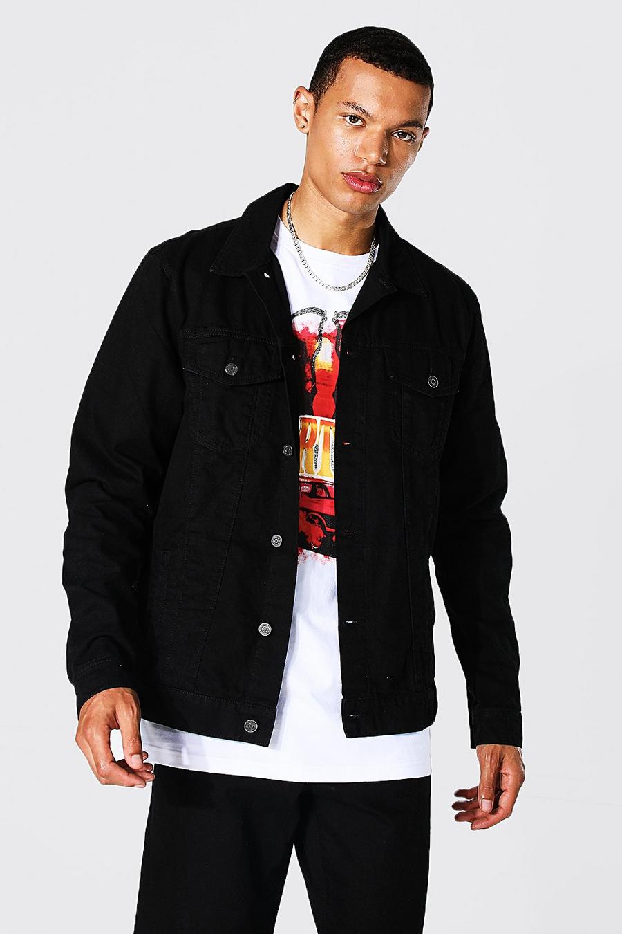 True black Tall Denim Jacket with Recycled Cotton