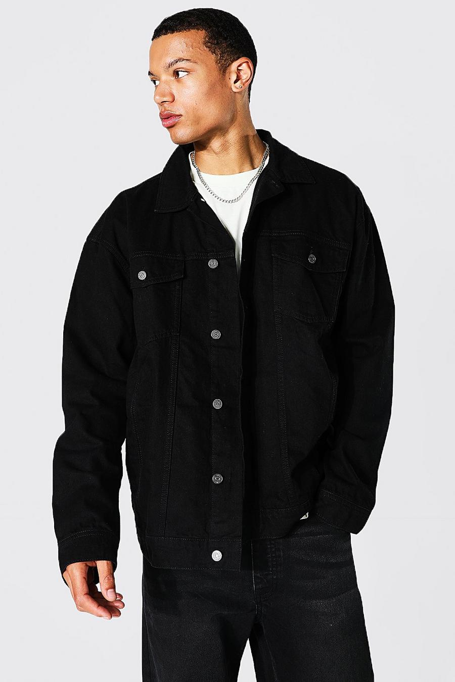 True black Tall Oversized Cotton Denim Jacket image number 1
