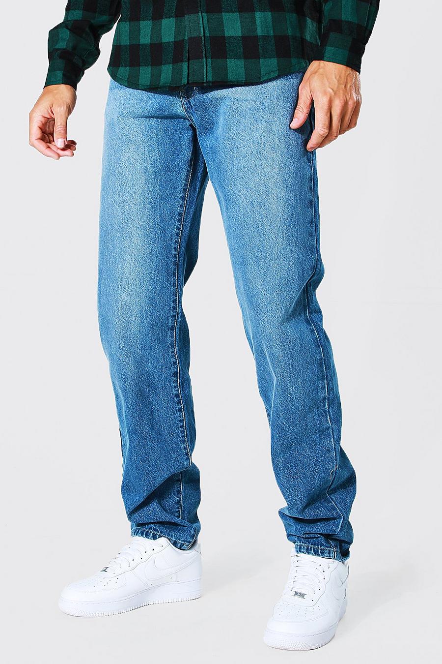 Mid blue azul ג'ינס עם כותנה ממוחזרת בגזרה משוחררת, לגברים גבוהים