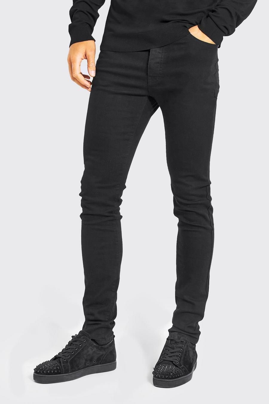 True black ג'ינס נמתח עם כותנה ממוחזרת בגזרת סקיני, לגברים גבוהים