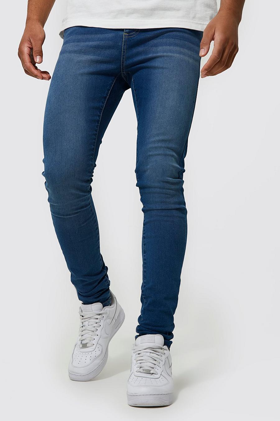 Mid blue ג'ינס עם כותנה ממוחזרת בגזרת סופר סקיני, לגברים גבוהים image number 1