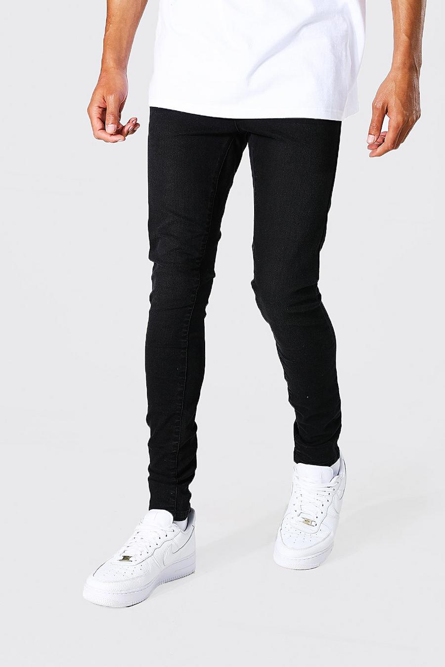 Washed black ג'ינס עם כותנה ממוחזרת בגזרת סופר סקיני, לגברים גבוהים