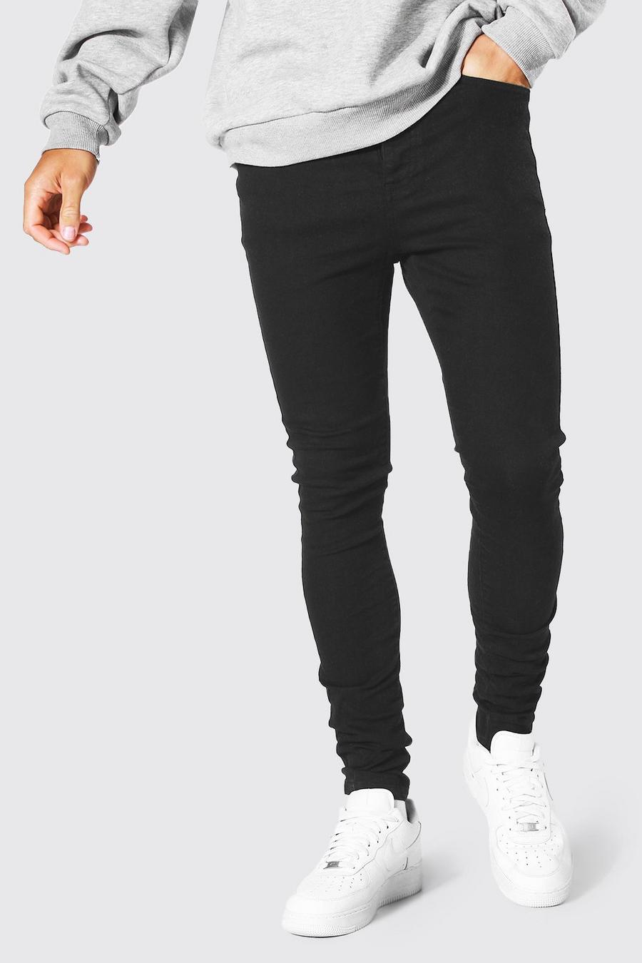 שחור אמיתי ג'ינס עם כותנה ממוחזרת בגזרת סופר סקיני, לגברים גבוהים