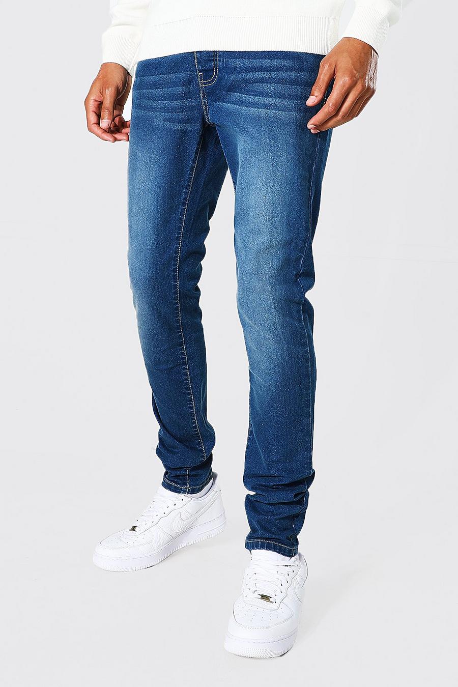 Tall Skinny Stretch-Jeans mit recyceltem Polyester, Mid blue bleu