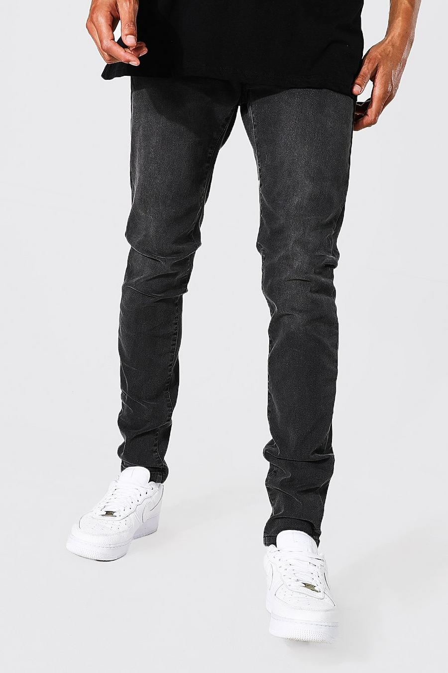 פחם ג'ינס נמתח עם כותנה ממוחזרת בגזרת סקיני, לגברים גבוהים image number 1