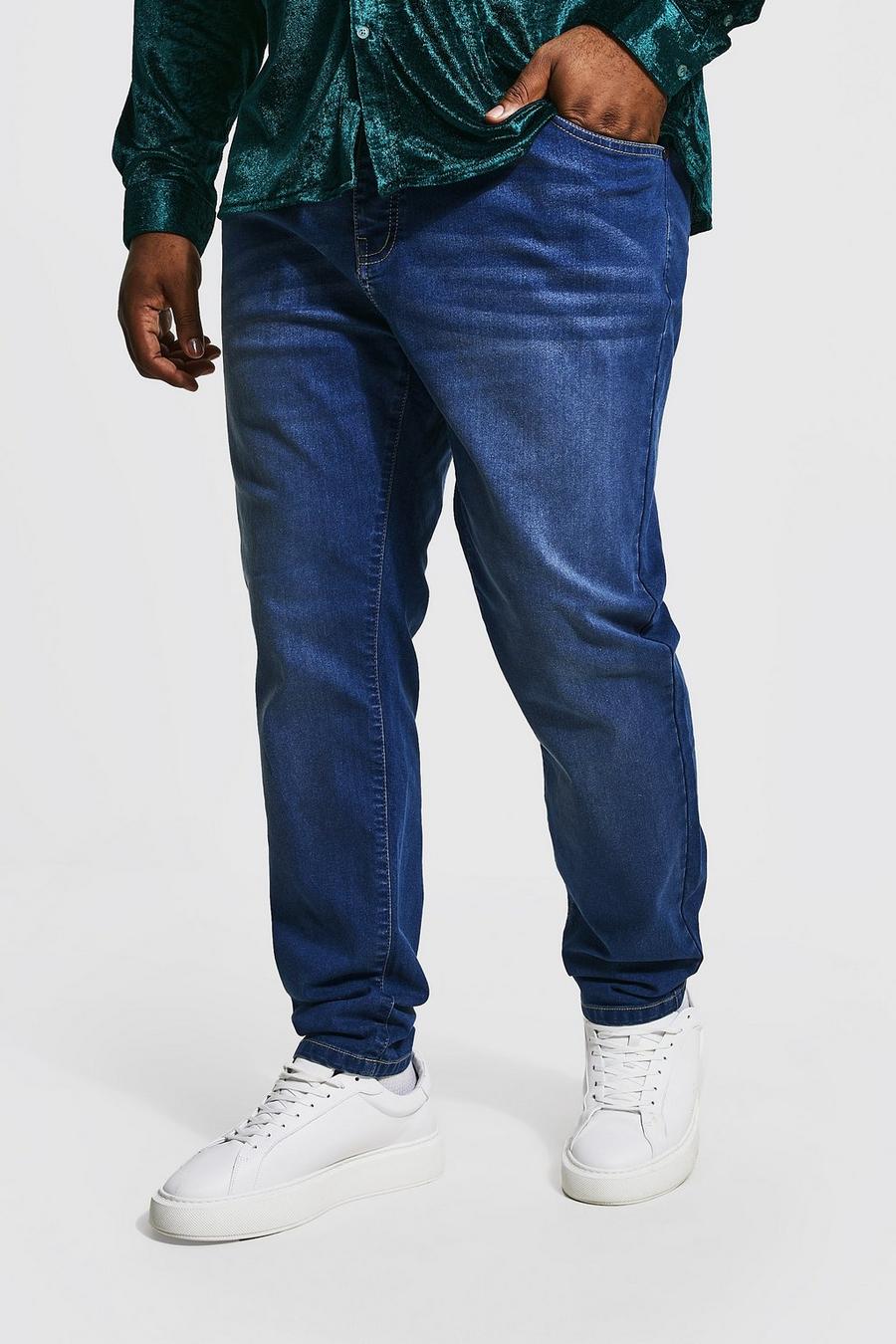 Mid blue Plus - Skinny jeans med stretch och återvunnen polyester image number 1