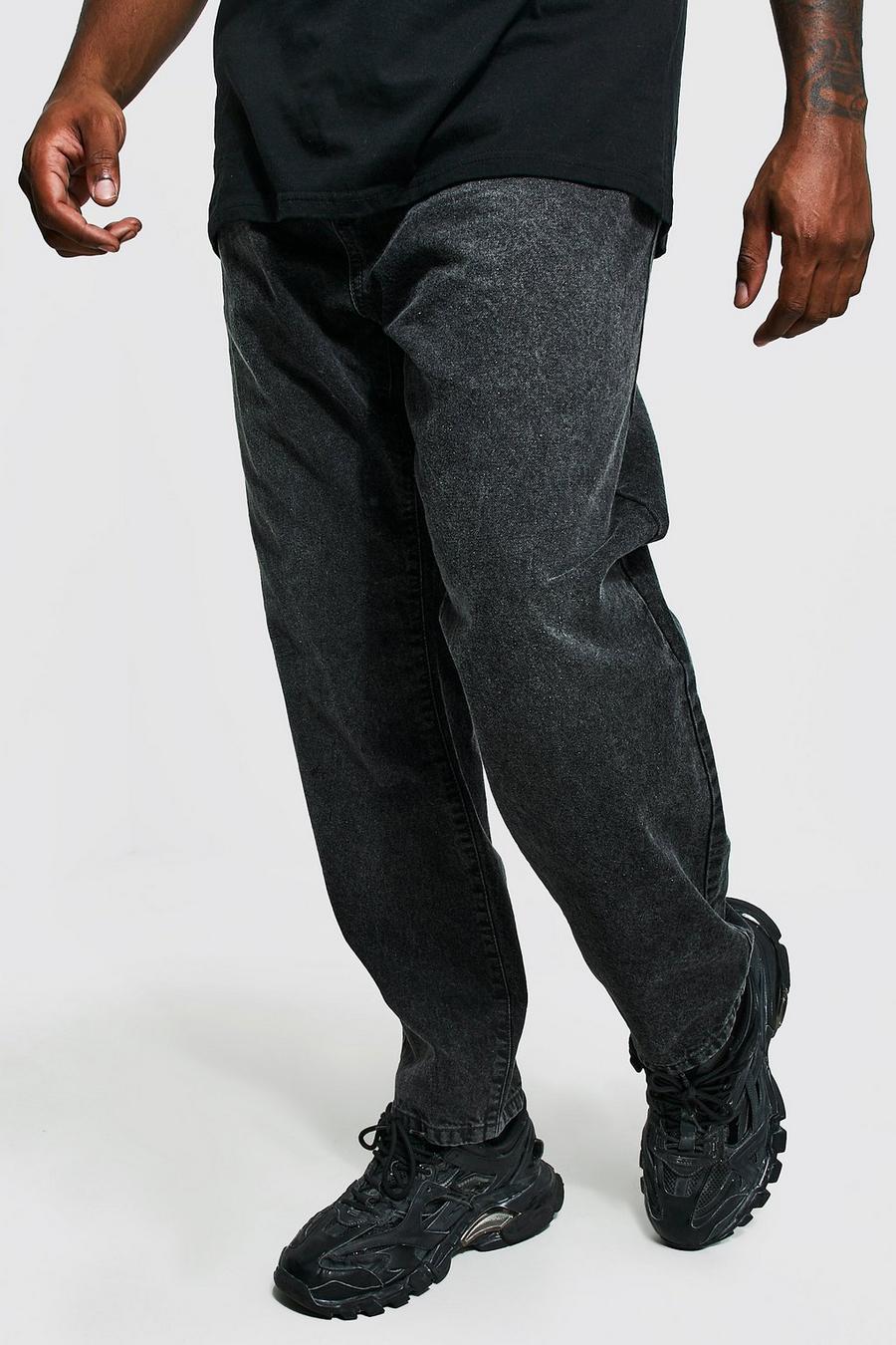 Charcoal ג'ינס בגזרה צרה בשילוב כותנה ממוחזרת, מידות גדולות image number 1