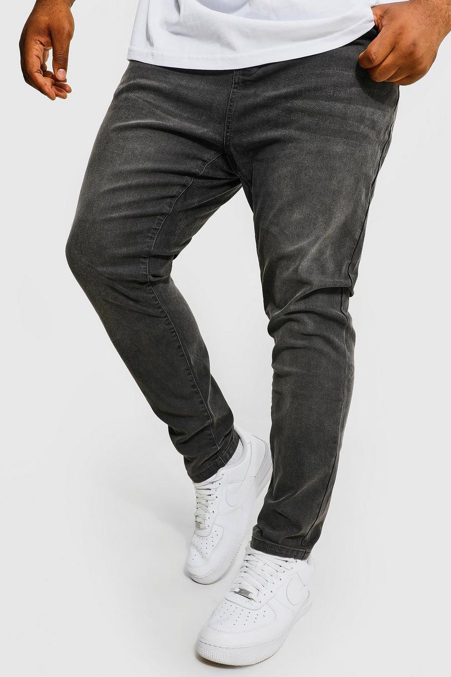 Charcoal grå Plus - Super skinny jeans med återvunnen polyester image number 1