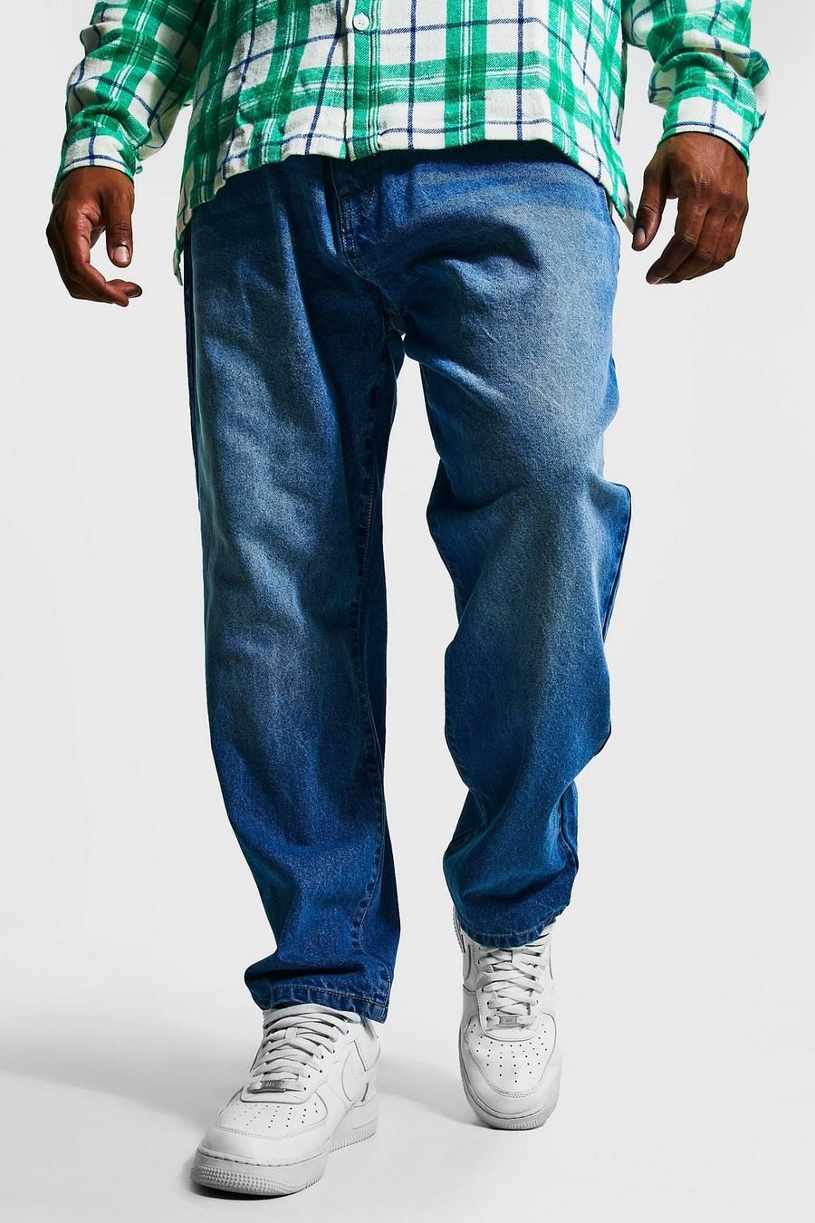 כחול ביניים azul ג'ינס בגזרה צרה בשילוב כותנה ממוחזרת, מידות גדולות