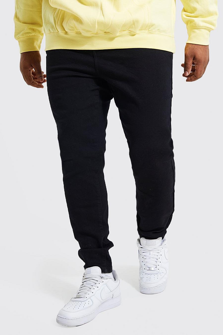 שחור דהוי סופר סקיני ג'ינס בשילוב פוליאסטר ממוחזר, מידות גדולות image number 1