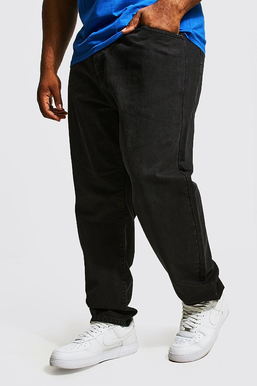 שחור דהוי ג'ינס בגזרה צרה בשילוב כותנה ממוחזרת, מידות גדולות image number 1