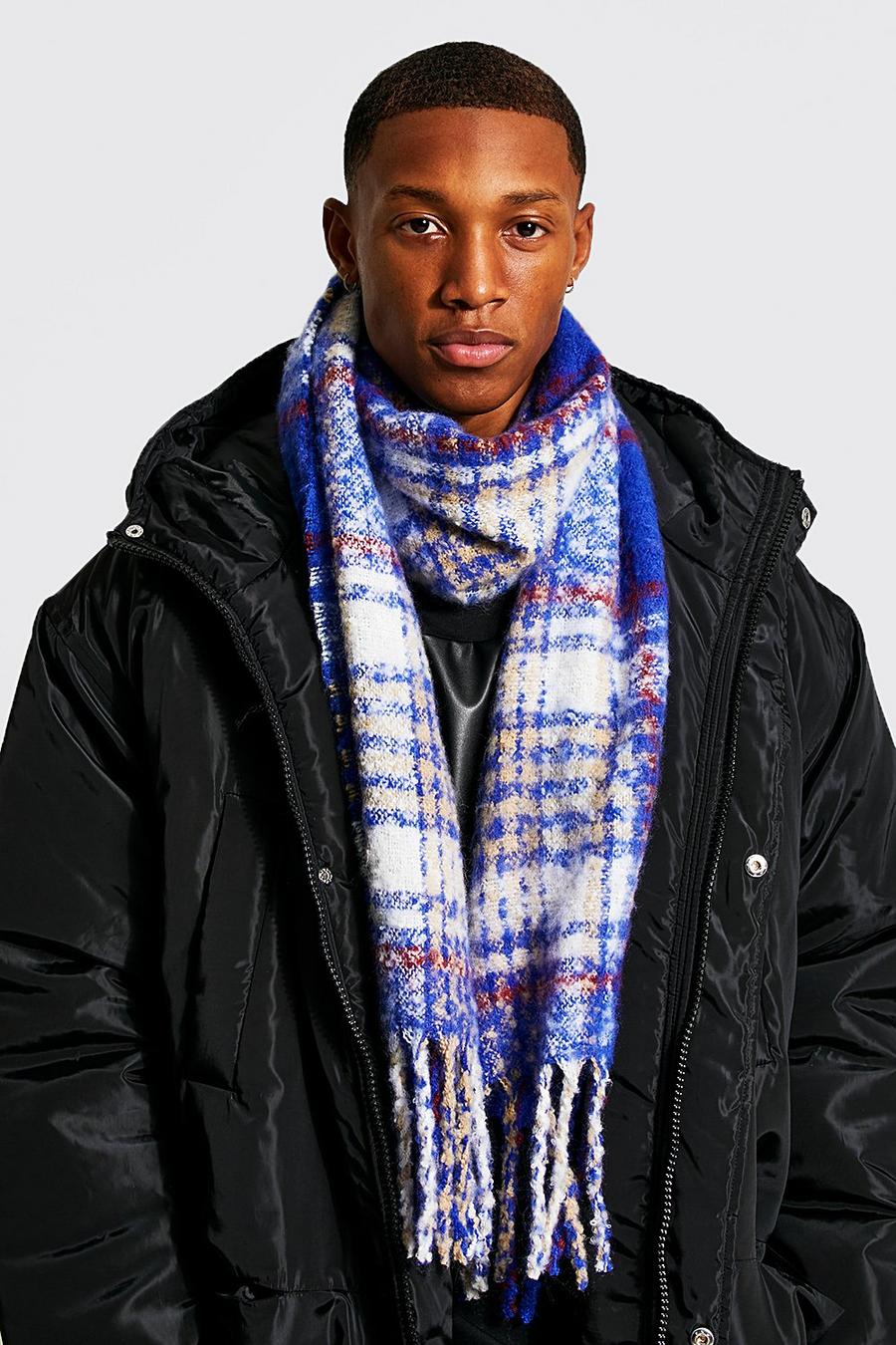 Blue Fluffy Check Scarf image number 1