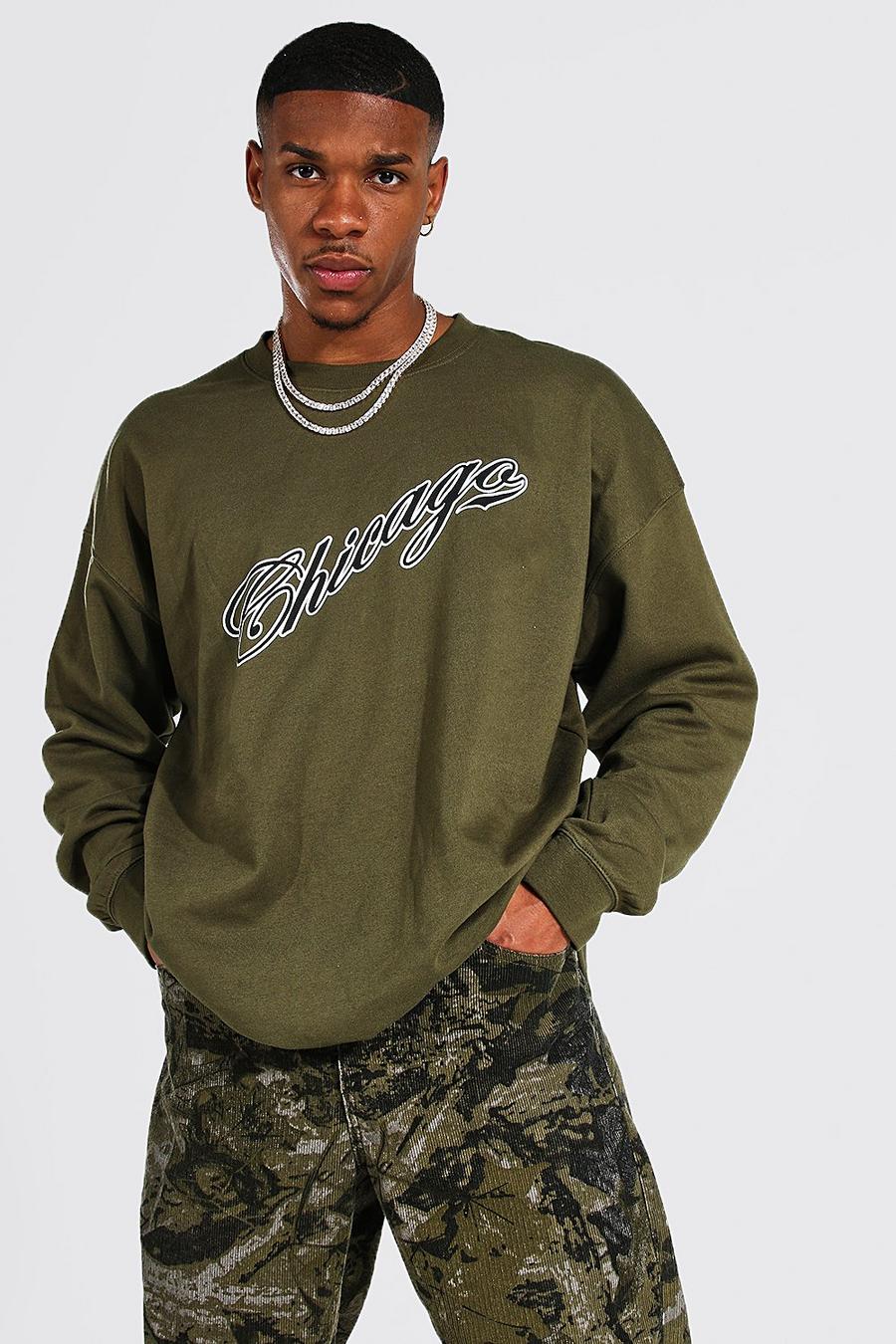 Oversize Chicago Sweatshirt, Khaki image number 1