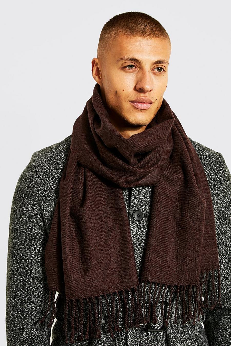 Chocolate Plain Woven Scarf image number 1