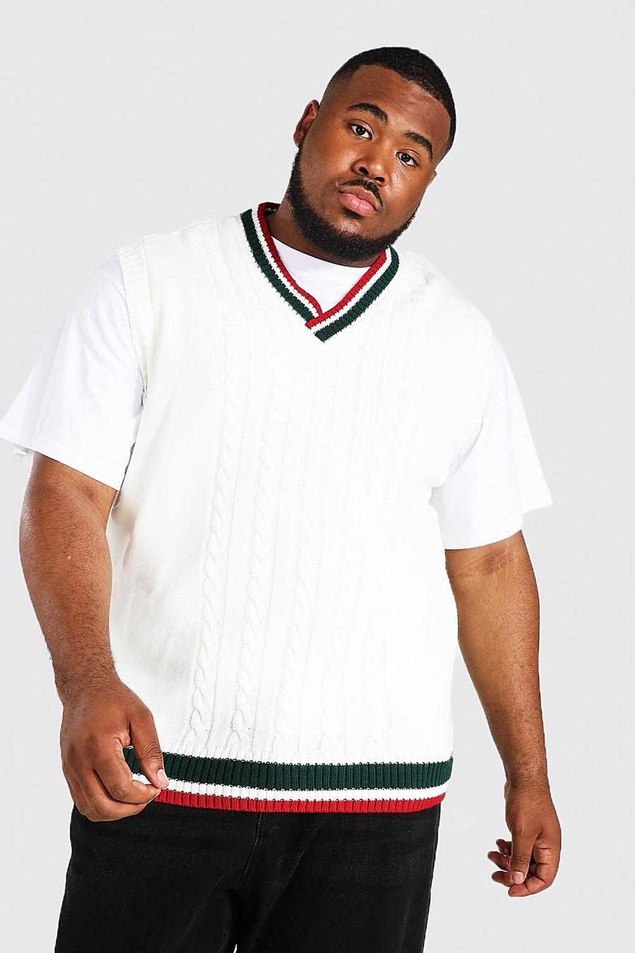 Grande taille - Pull sans manches style universitaire, Ecru white image number 1