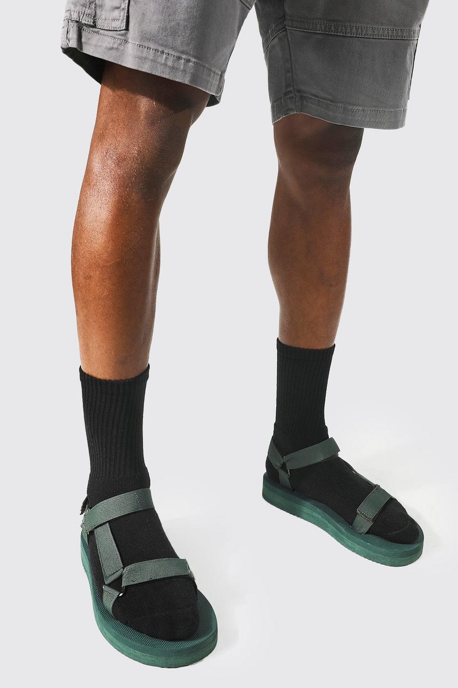 Khaki Sandaler med remmar och hög sula image number 1