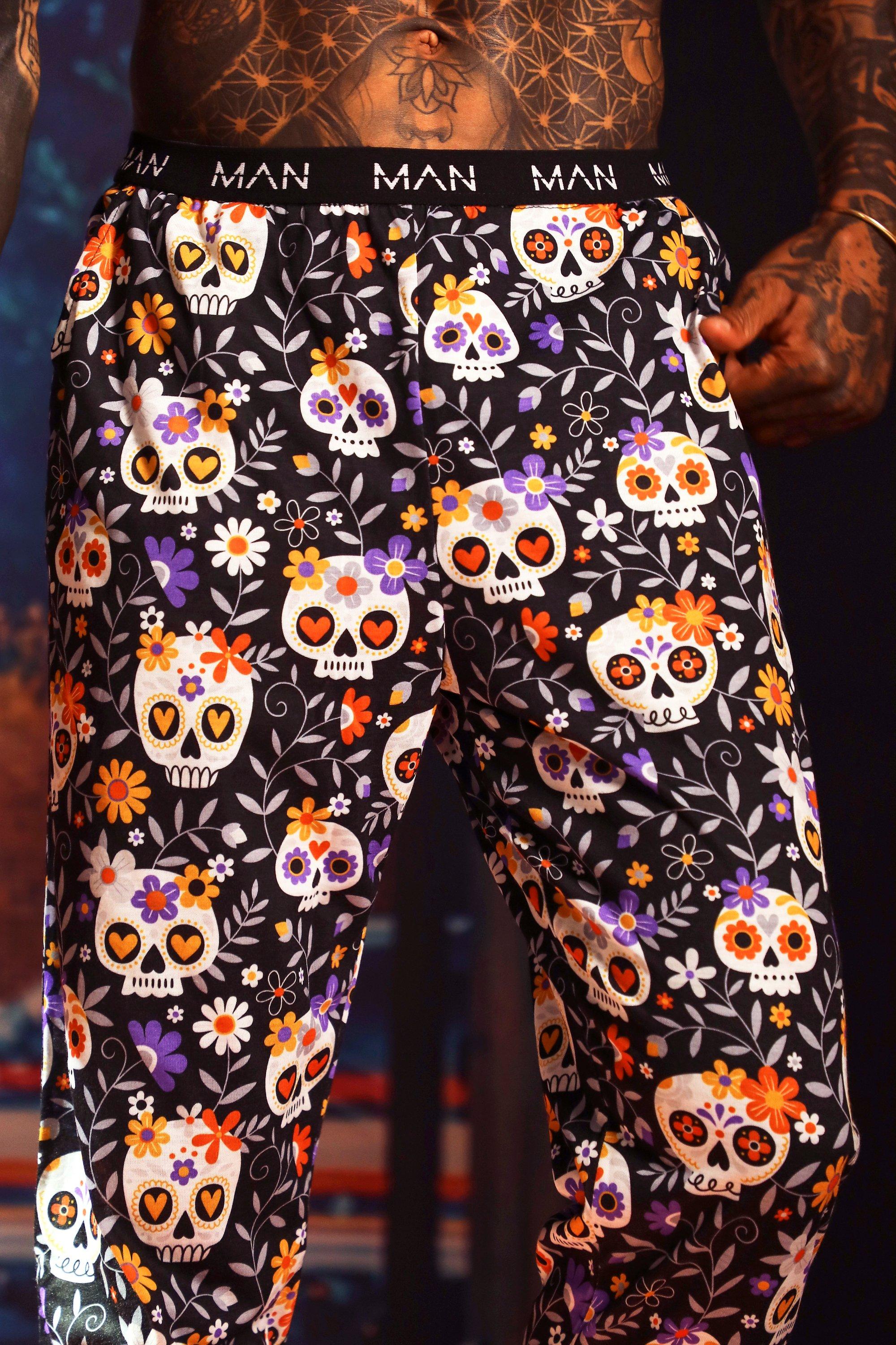 Sugar skull pajama pants hot sale