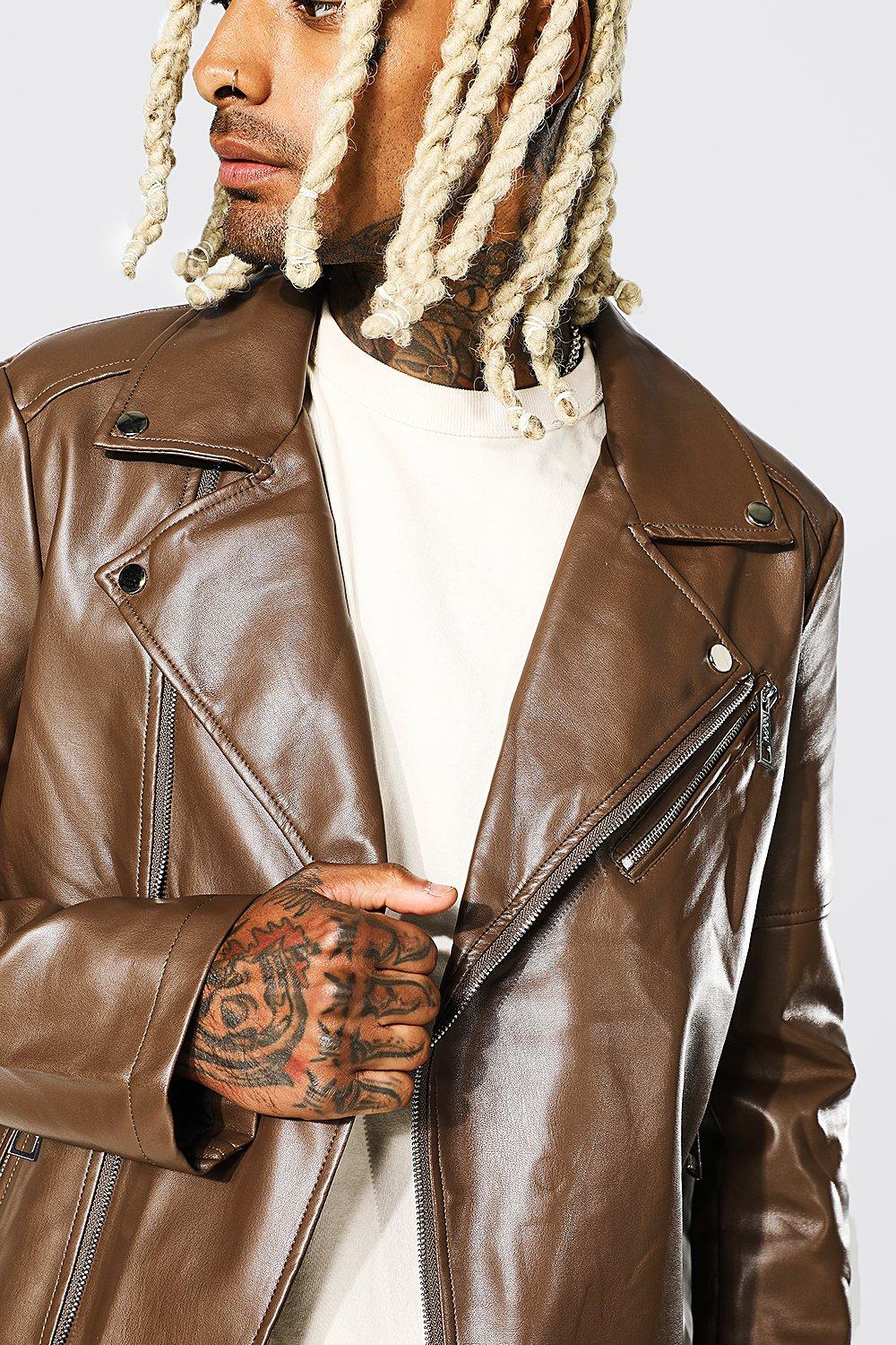 chocolate faux leather jacket