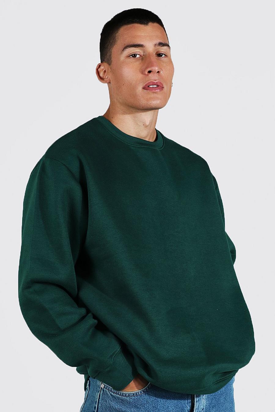 Green grön Oversized Crew Neck Sweater image number 1