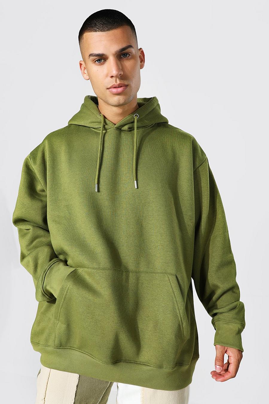 Khaki Oversized Over The Head Hoodie image number 1