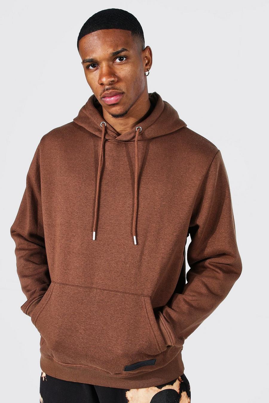 Rust orange Over The Head Hoodie With Rubber Tab