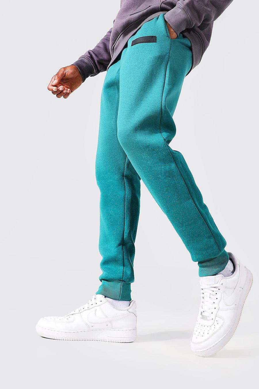 Pantalón deportivo ajustado con etiqueta de goma, Teal image number 1