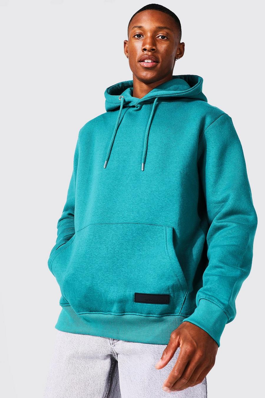 Teal Over The Head Hoodie With Rubber Tab image number 1