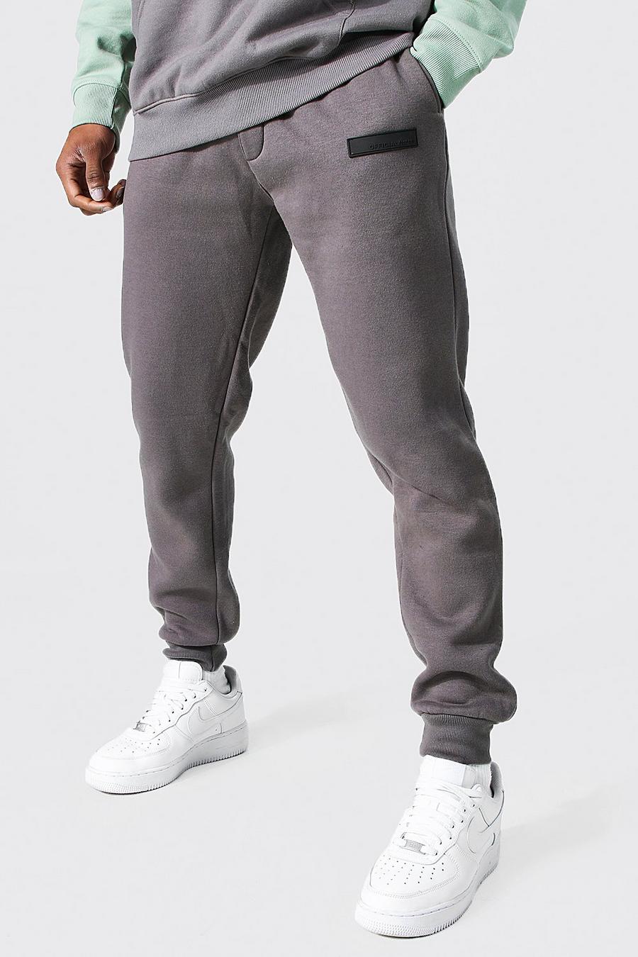 Pantaloni tuta Core Fit con etichetta in gomma, Charcoal grigio image number 1