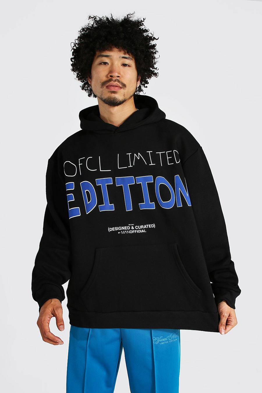 Black svart Ofcl Edition Oversize hoodie med upphöjt tryck image number 1