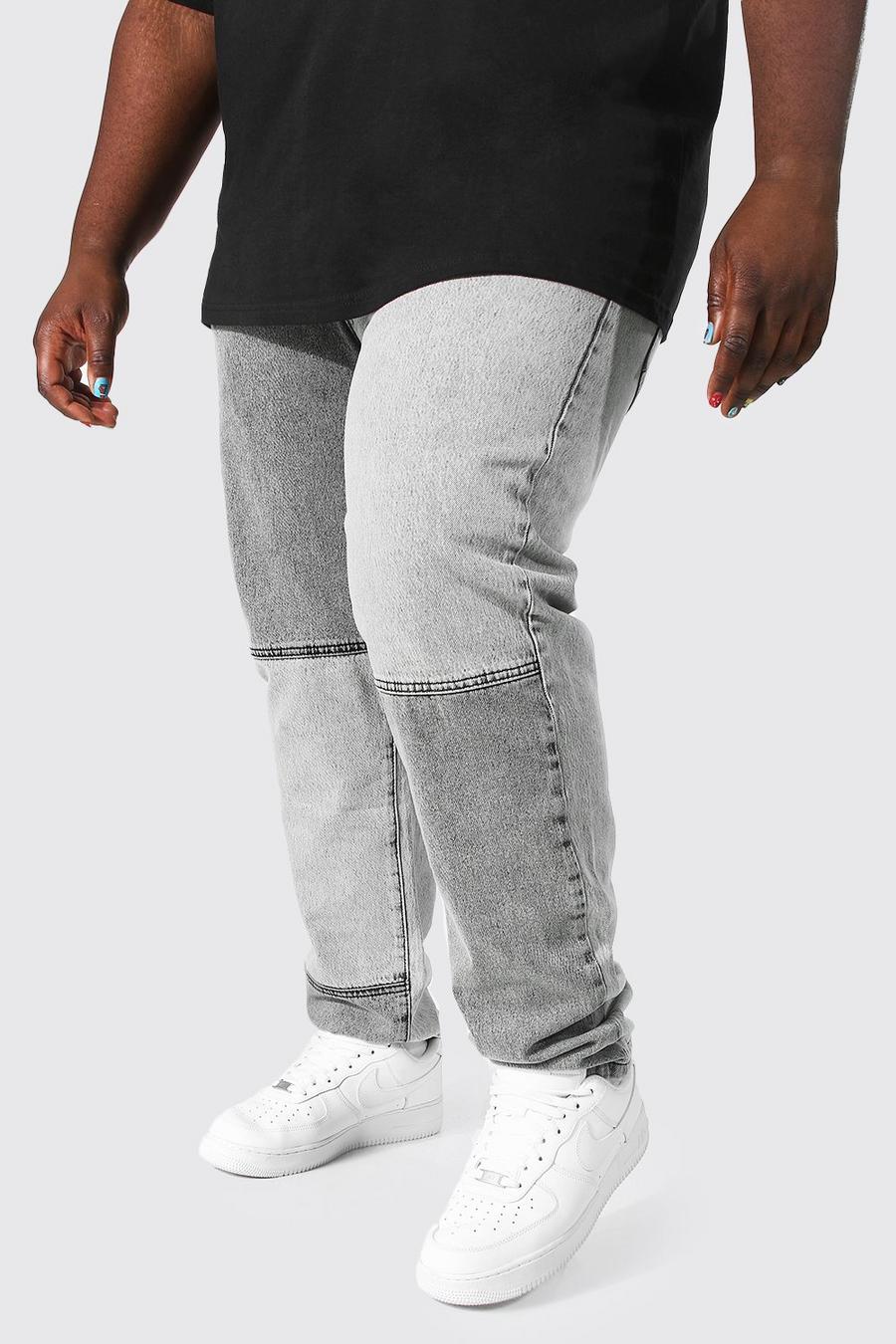 Jeans Plus Size Slim Fit in denim effetto patchwork, Black image number 1
