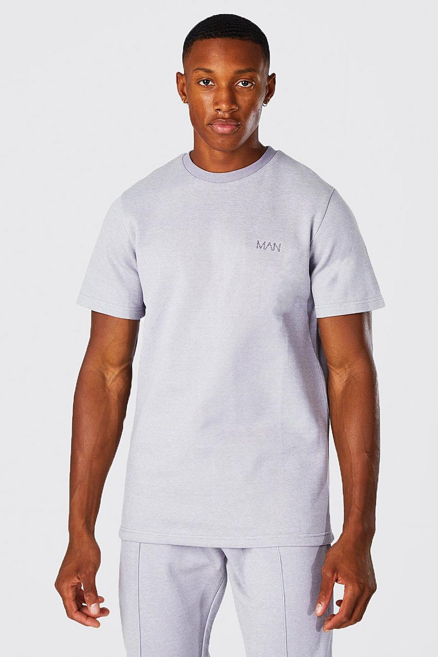 Grey Slim Fit Pique T-shirt image number 1