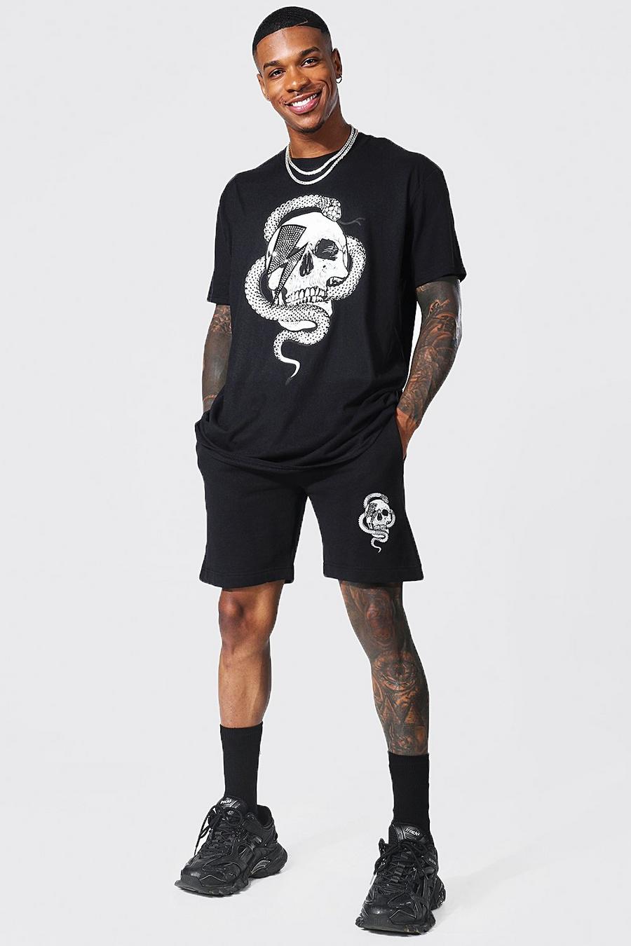 Black Oversize set med shorts och nitar image number 1
