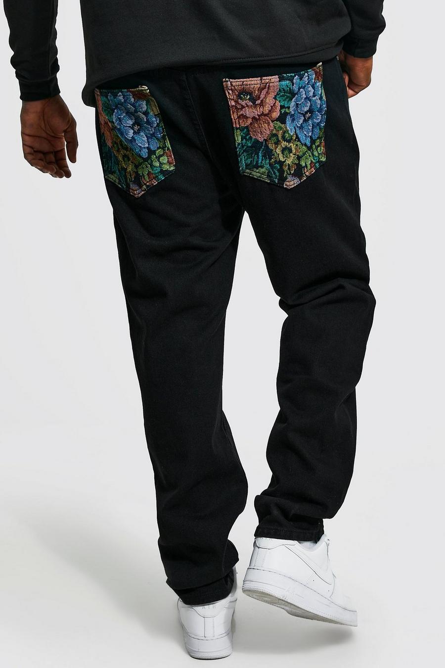 Jeans Plus Size Skinny Fit in denim rigido stile arazzo con tasche a contrasto, Black nero image number 1