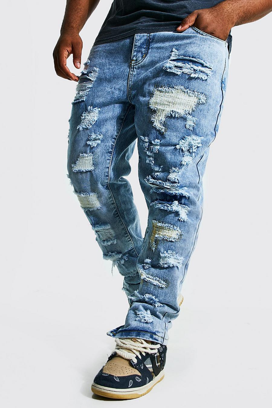 Ice blue Plus - Skinny jeans med slitage image number 1