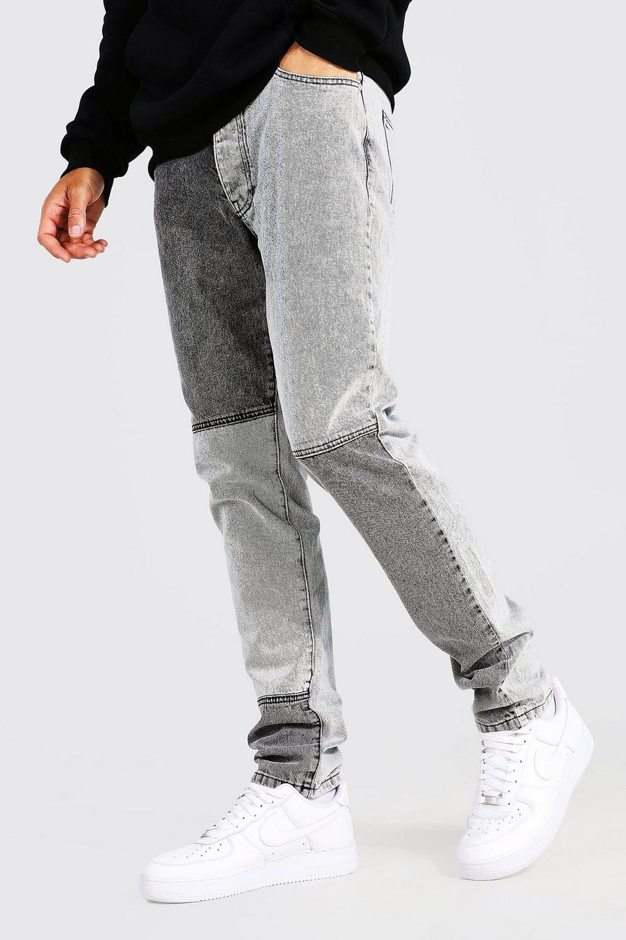 Black Tall - Jeans i slim fit med patchwork image number 1