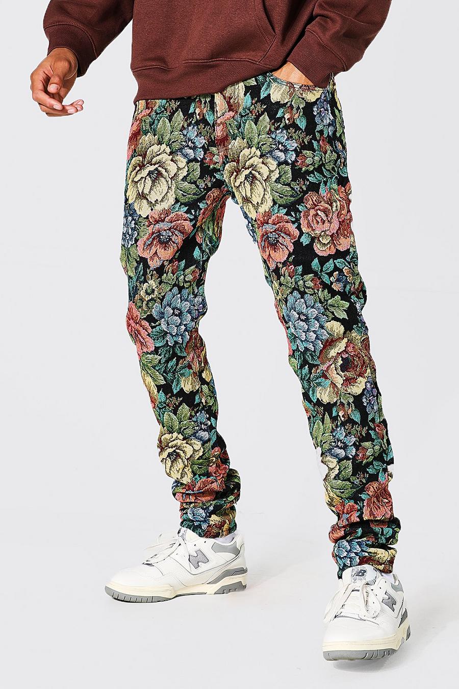 Tall Skinny Jeans mit floralem Detail, Black image number 1