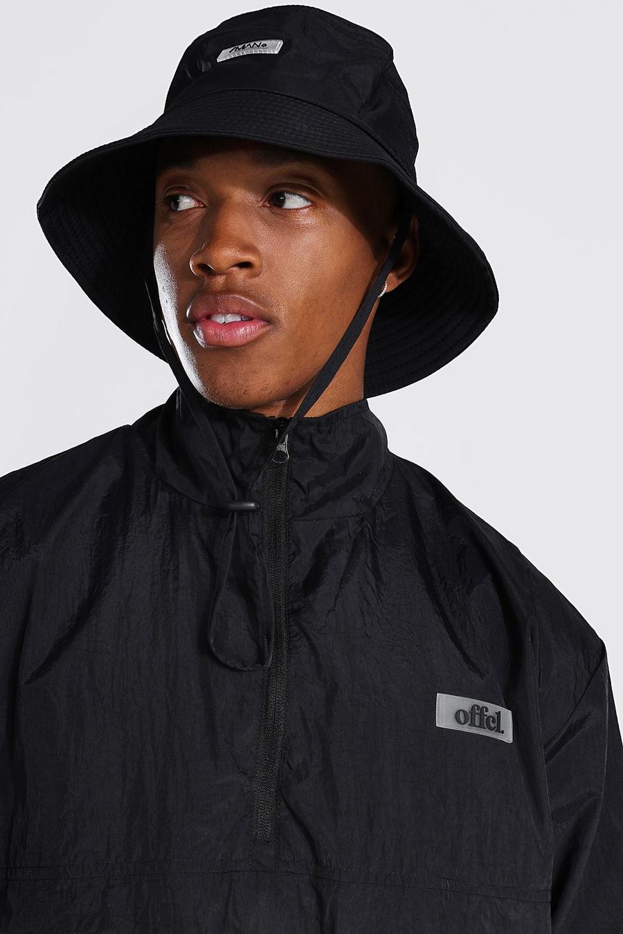Cappello da pescatore Man in nylon slavato con coulisse, Black nero image number 1