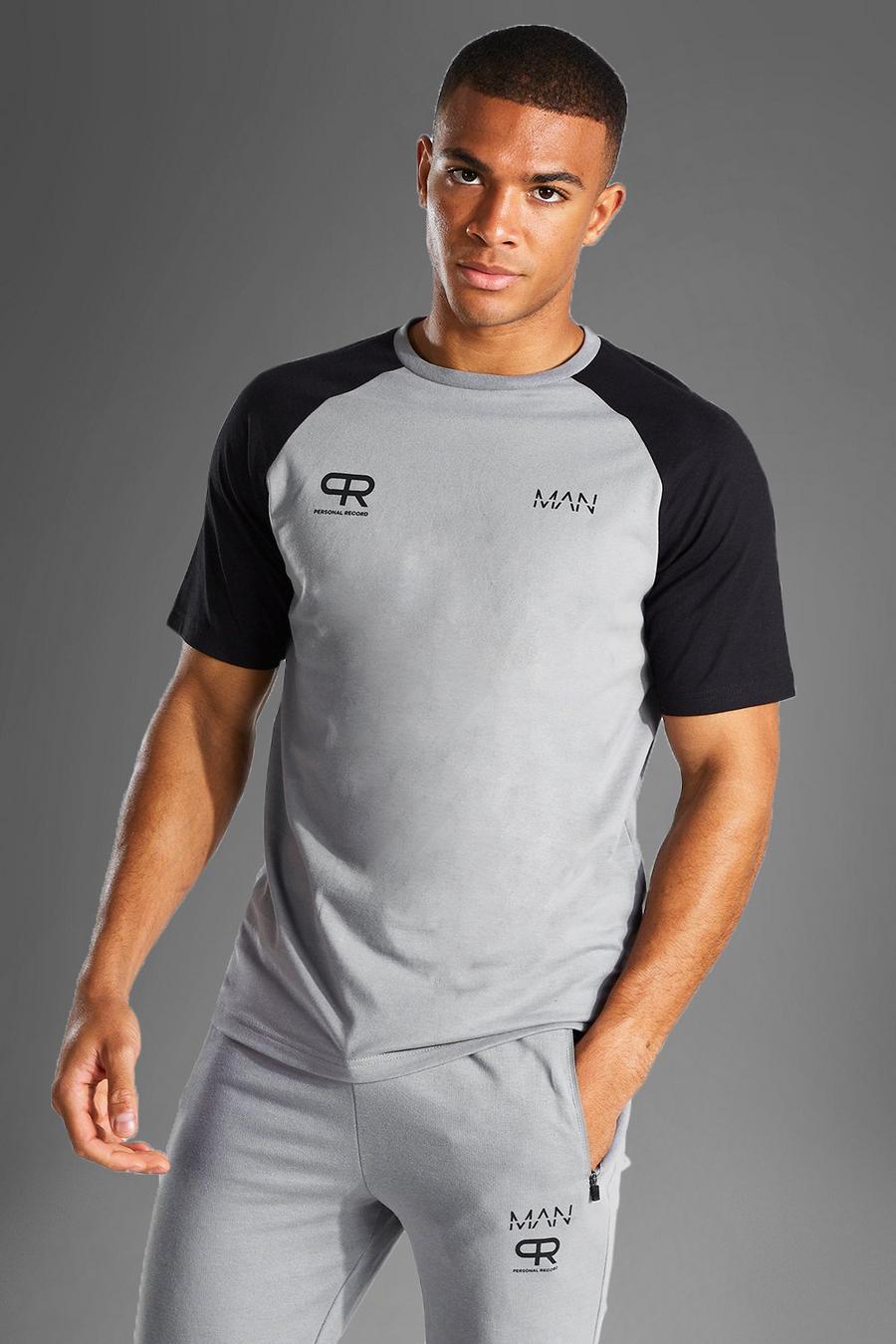 Grey MAN Active T-shirt i kontrastfärger image number 1