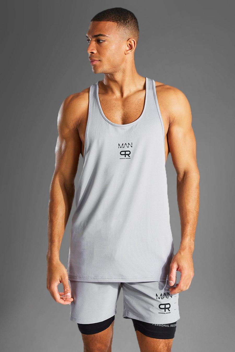 Grey Man Active Gym Graphic Stringer Vest image number 1