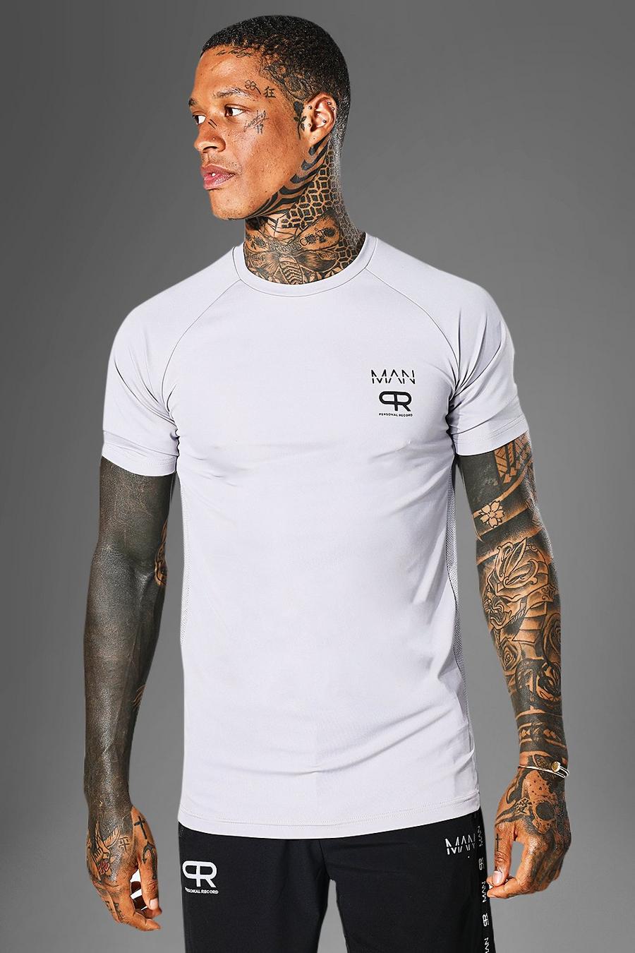 Grey MAN Active T-shirt med raglanärm och logga image number 1