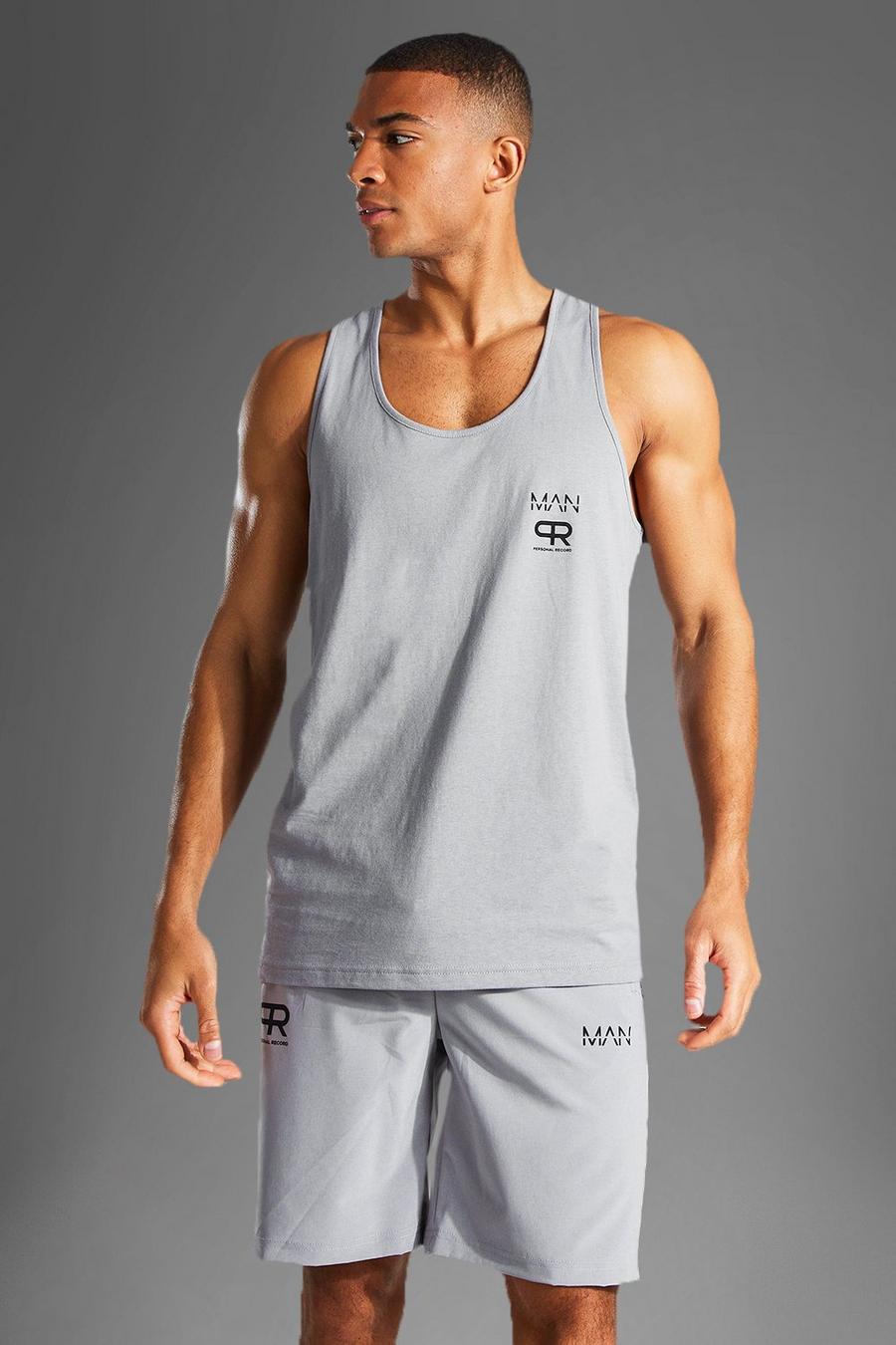 Camiseta sin mangas estilo nadador MAN Active con franja, Grey gris image number 1